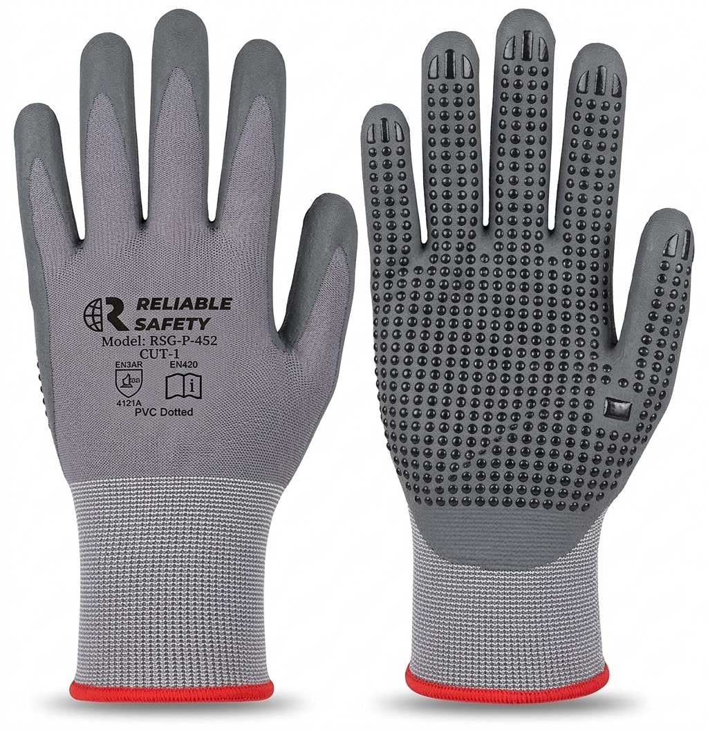 Reliable Safety RSG-P-452 Cut-1 PVC Dotted Hand Gloves